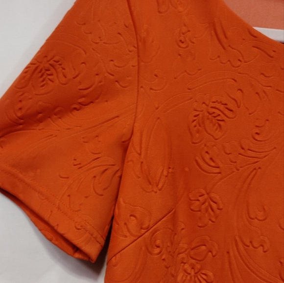 Lucy Paris Dress Women's M Orange Vibrant Textured 3D Print Floral Beach Summer - Picture 3 of 8